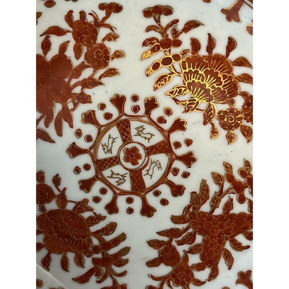 MCM Japanese Porcelain Bowls with Pewter Rims – ACF Hong Kong – Red & Gold Flora - Picture 8 of 8